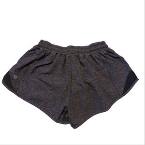 Lululemon Hotty Hot Athletic Swim Shorts Built in Panty Black Gray Size 4